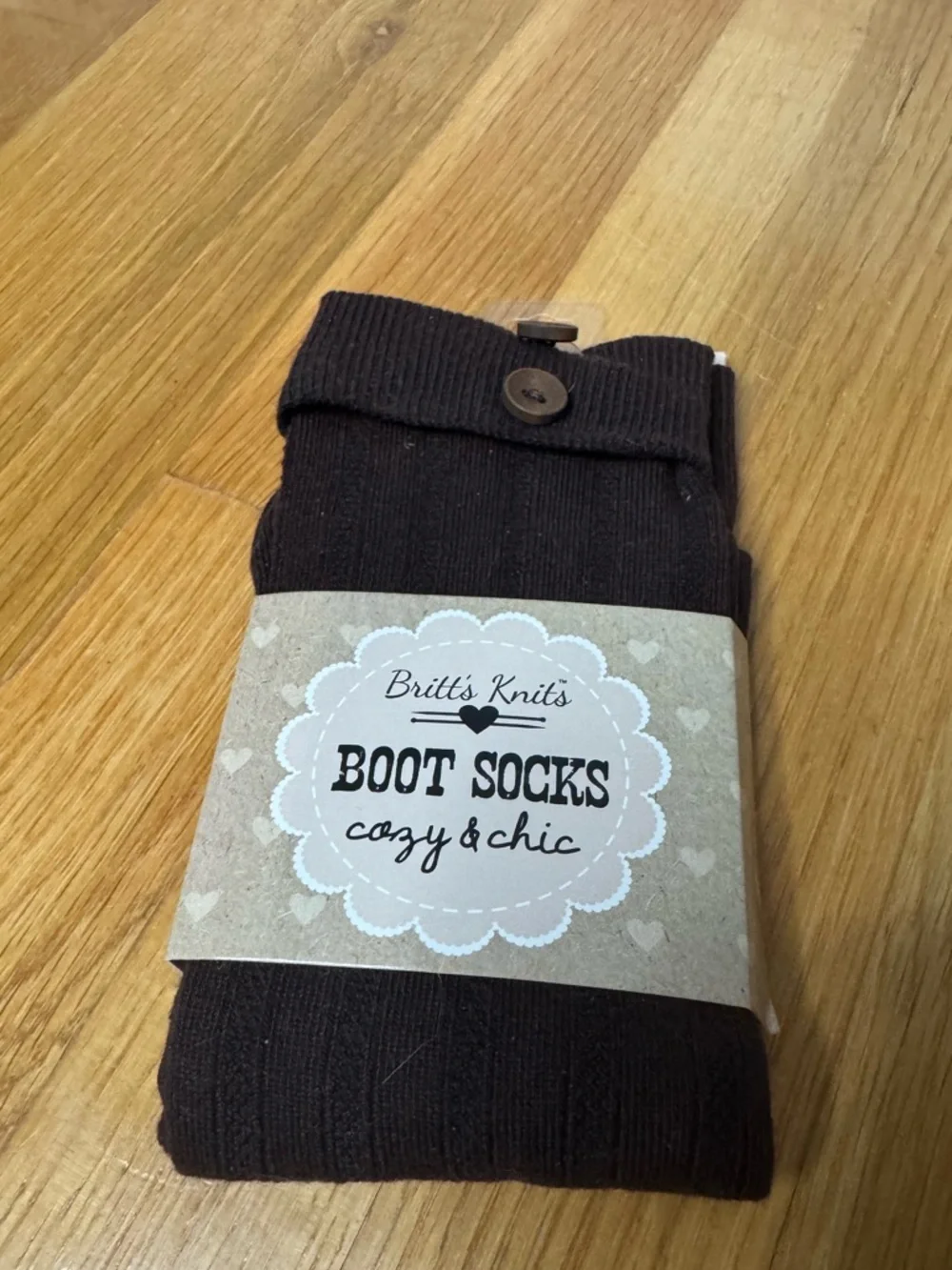 Britt’s Knits NEW Brown Button Detail Boot Socks - One Size Fits Most